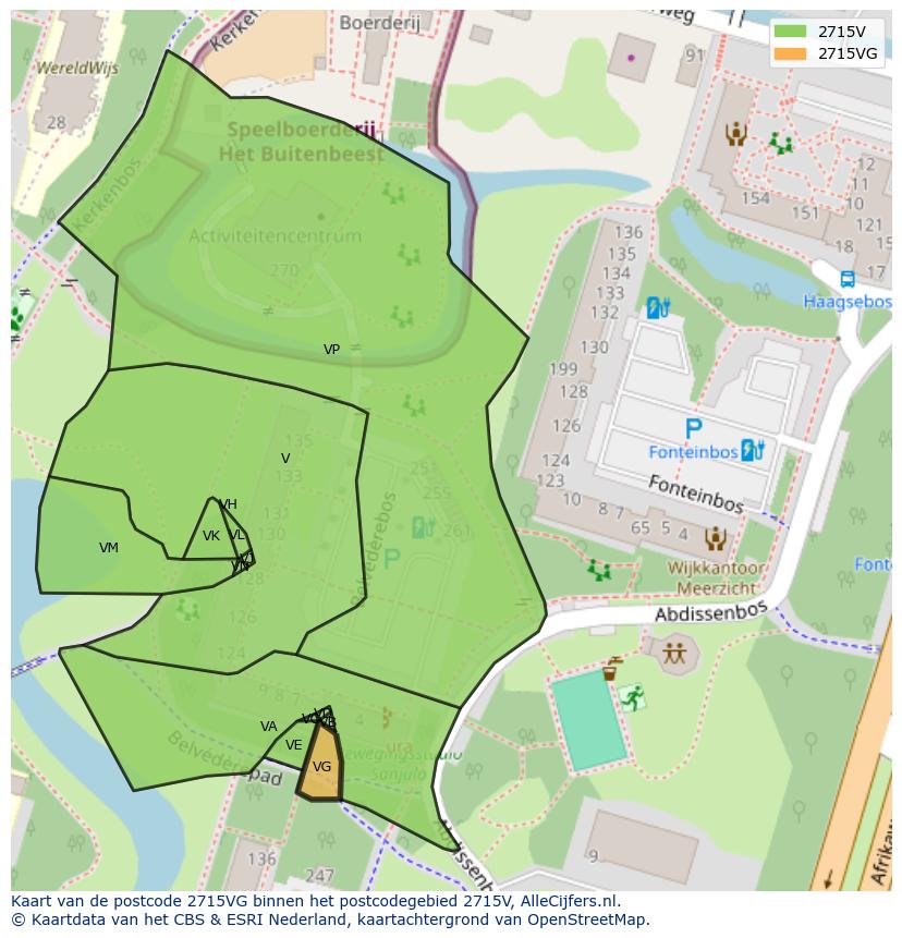 Afbeelding van het postcodegebied 2715 VG op de kaart.