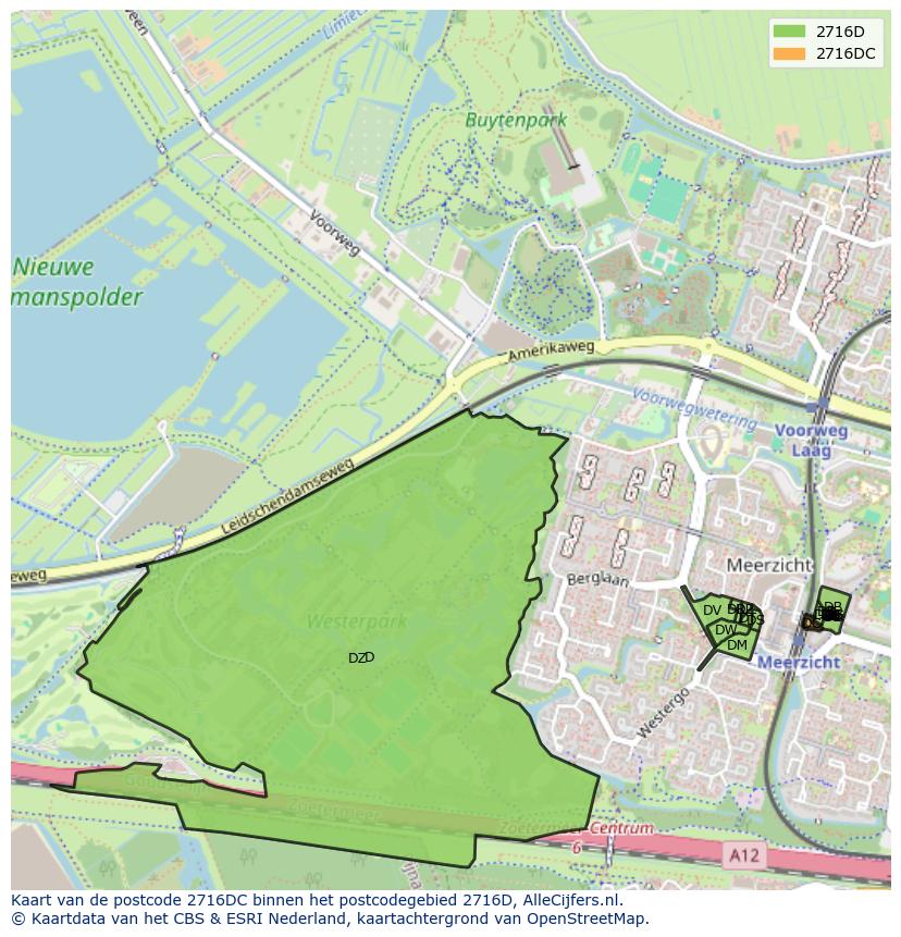 Afbeelding van het postcodegebied 2716 DC op de kaart.