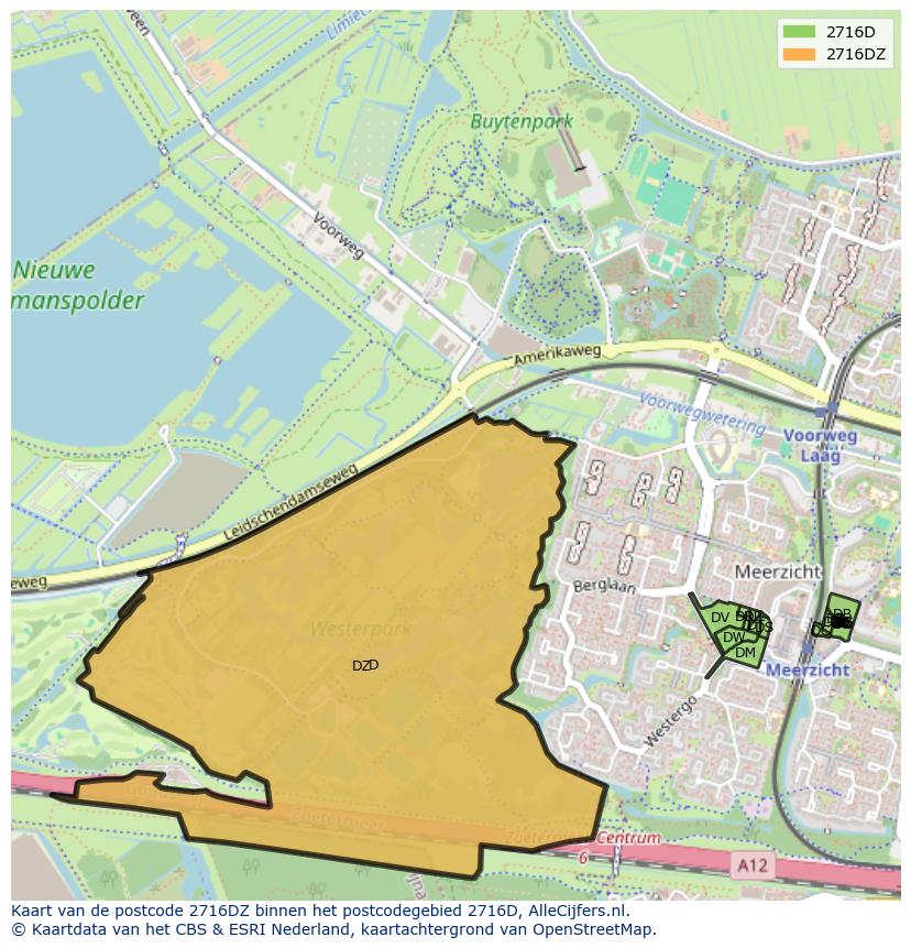 Afbeelding van het postcodegebied 2716 DZ op de kaart.