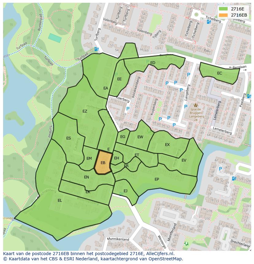 Afbeelding van het postcodegebied 2716 EB op de kaart.