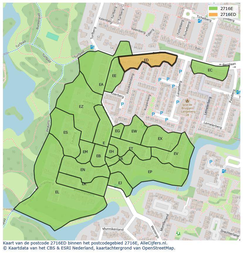 Afbeelding van het postcodegebied 2716 ED op de kaart.