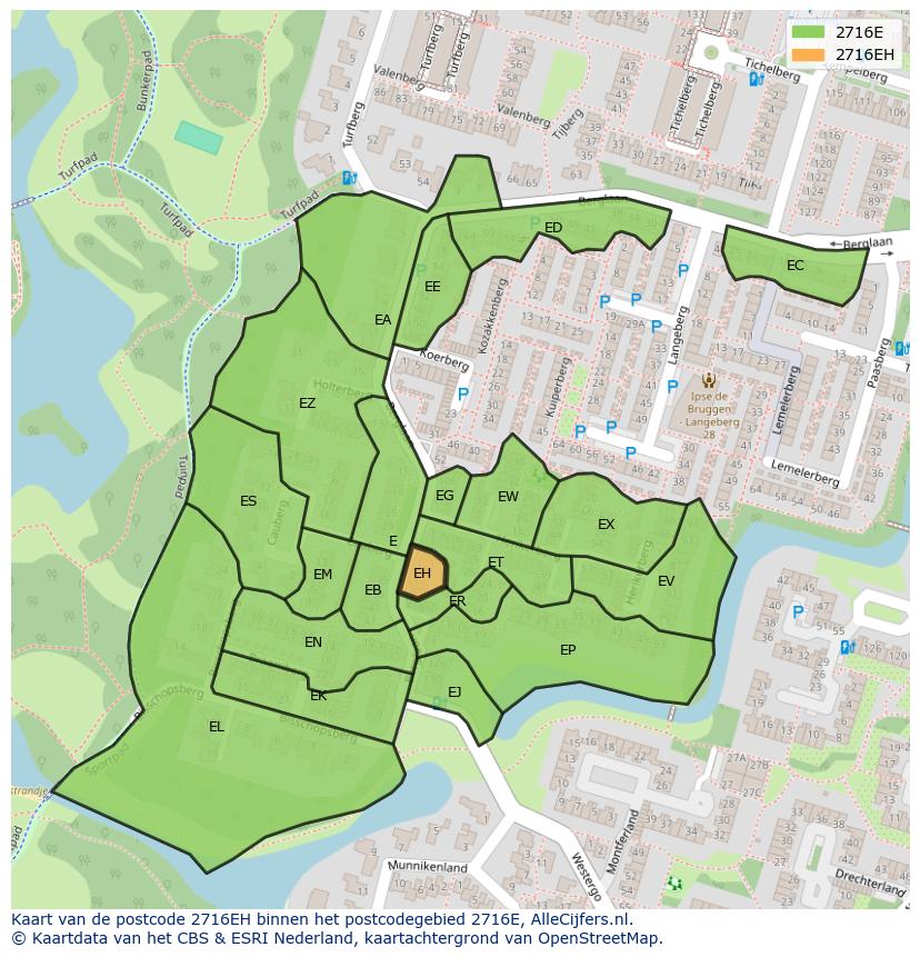 Afbeelding van het postcodegebied 2716 EH op de kaart.