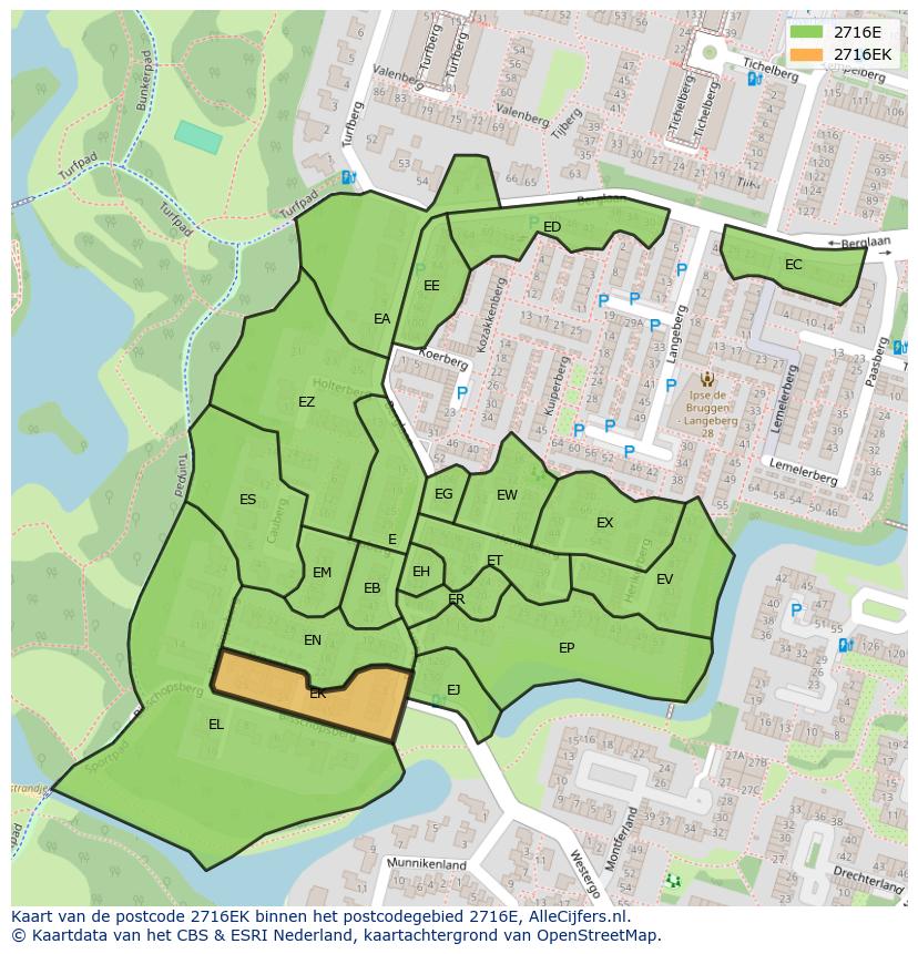 Afbeelding van het postcodegebied 2716 EK op de kaart.