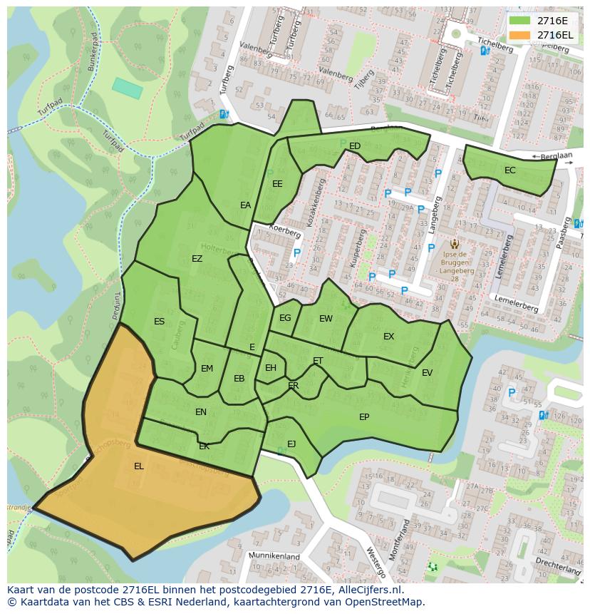 Afbeelding van het postcodegebied 2716 EL op de kaart.