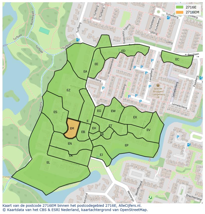Afbeelding van het postcodegebied 2716 EM op de kaart.