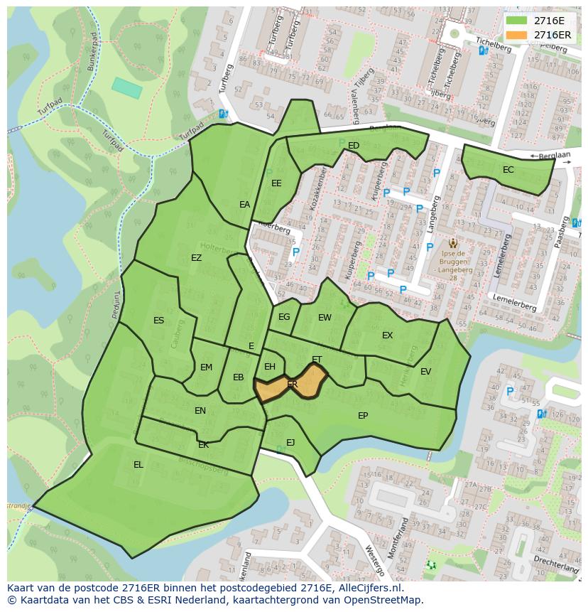Afbeelding van het postcodegebied 2716 ER op de kaart.