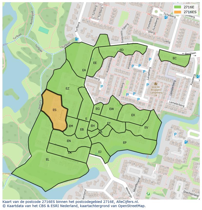 Afbeelding van het postcodegebied 2716 ES op de kaart.