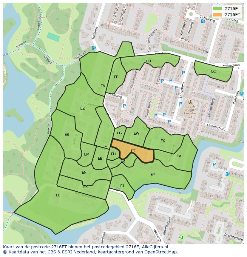 Afbeelding van het postcodegebied 2716 ET op de kaart.