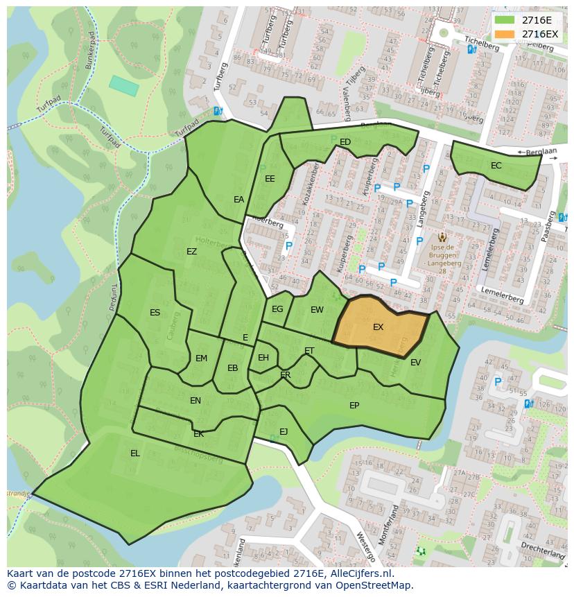 Afbeelding van het postcodegebied 2716 EX op de kaart.