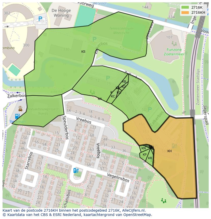 Afbeelding van het postcodegebied 2716 KH op de kaart.