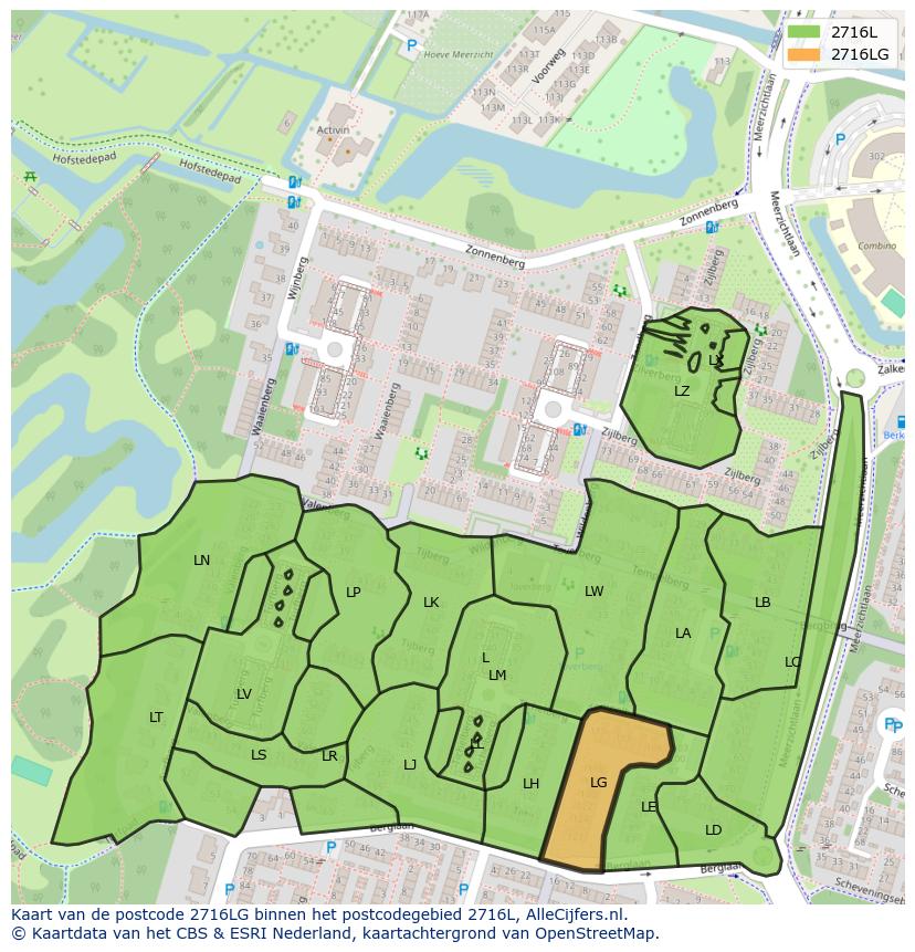 Afbeelding van het postcodegebied 2716 LG op de kaart.