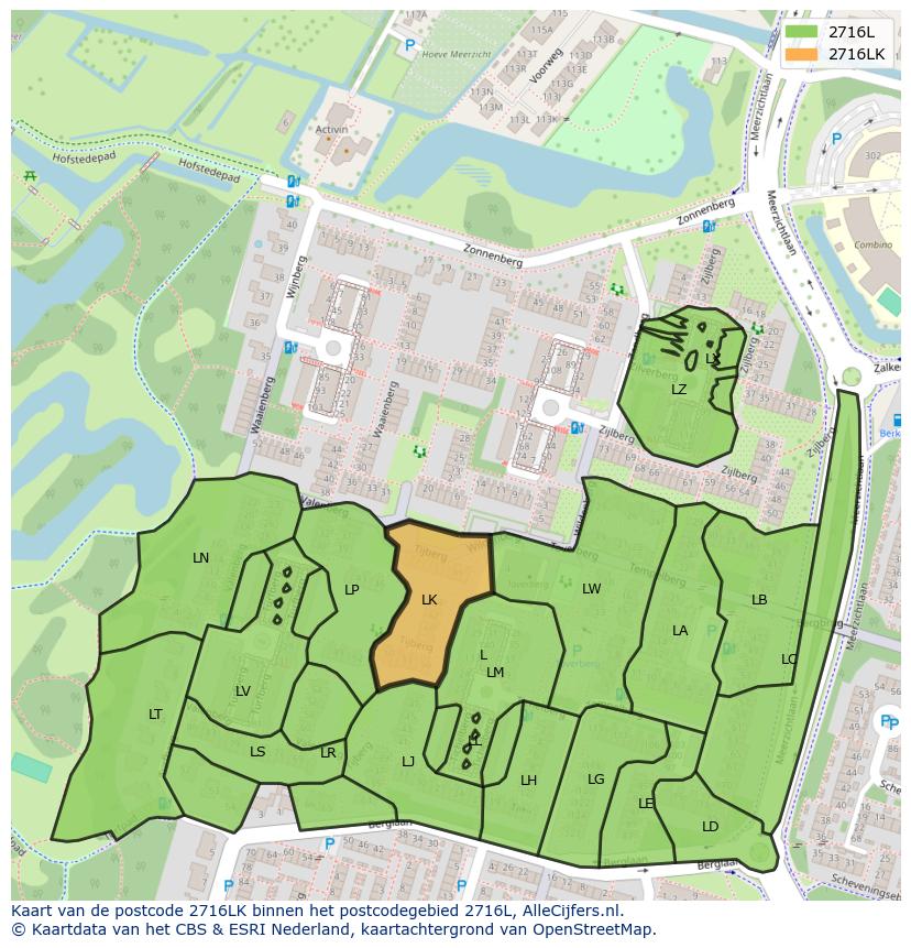 Afbeelding van het postcodegebied 2716 LK op de kaart.