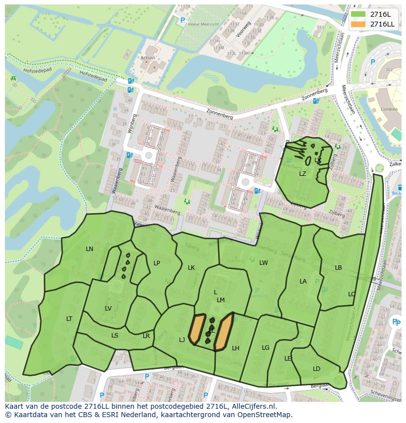 Afbeelding van het postcodegebied 2716 LL op de kaart.