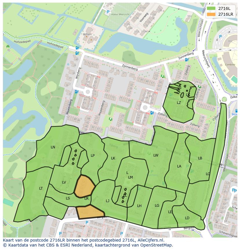 Afbeelding van het postcodegebied 2716 LR op de kaart.
