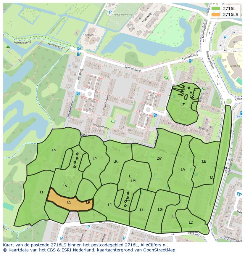 Afbeelding van het postcodegebied 2716 LS op de kaart.