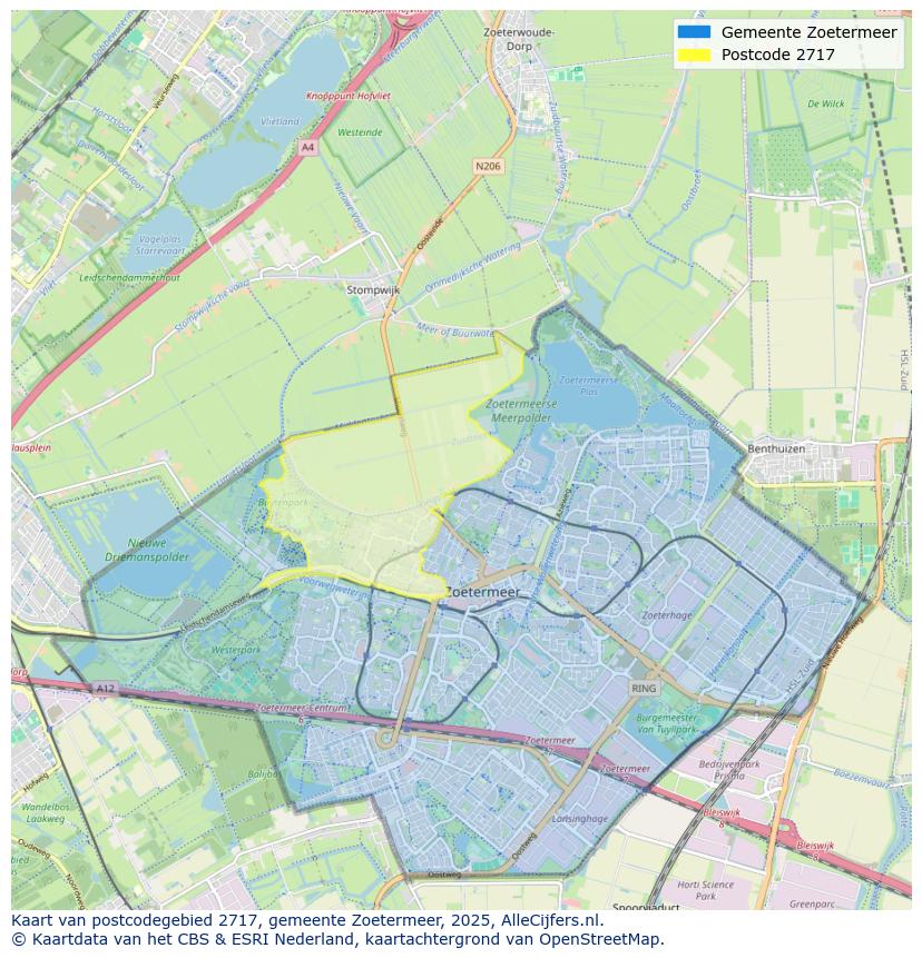 Afbeelding van het postcodegebied 2717 op de kaart.