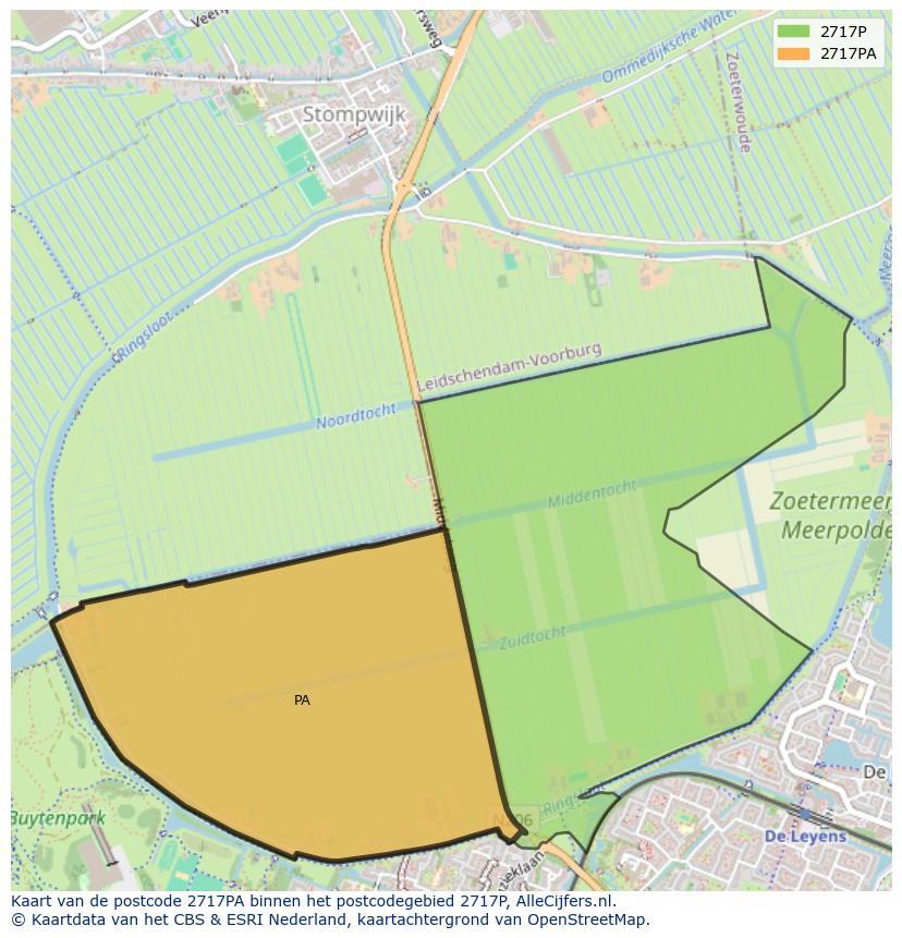 Afbeelding van het postcodegebied 2717 PA op de kaart.