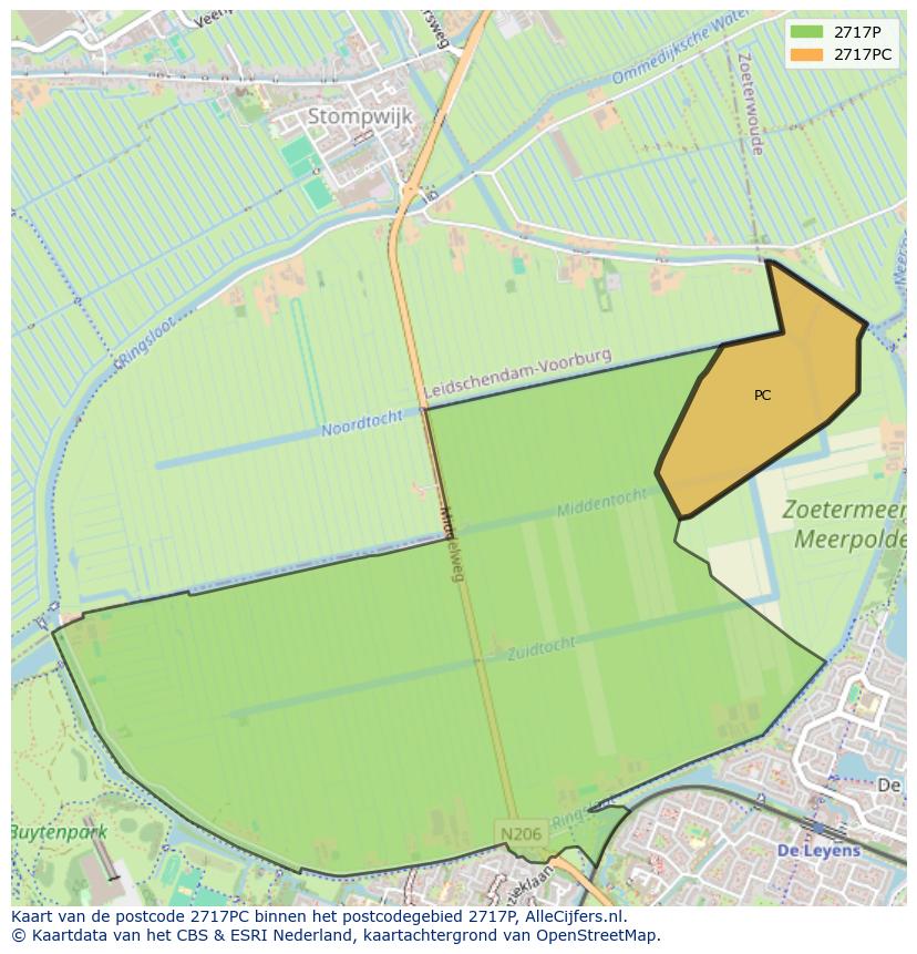 Afbeelding van het postcodegebied 2717 PC op de kaart.