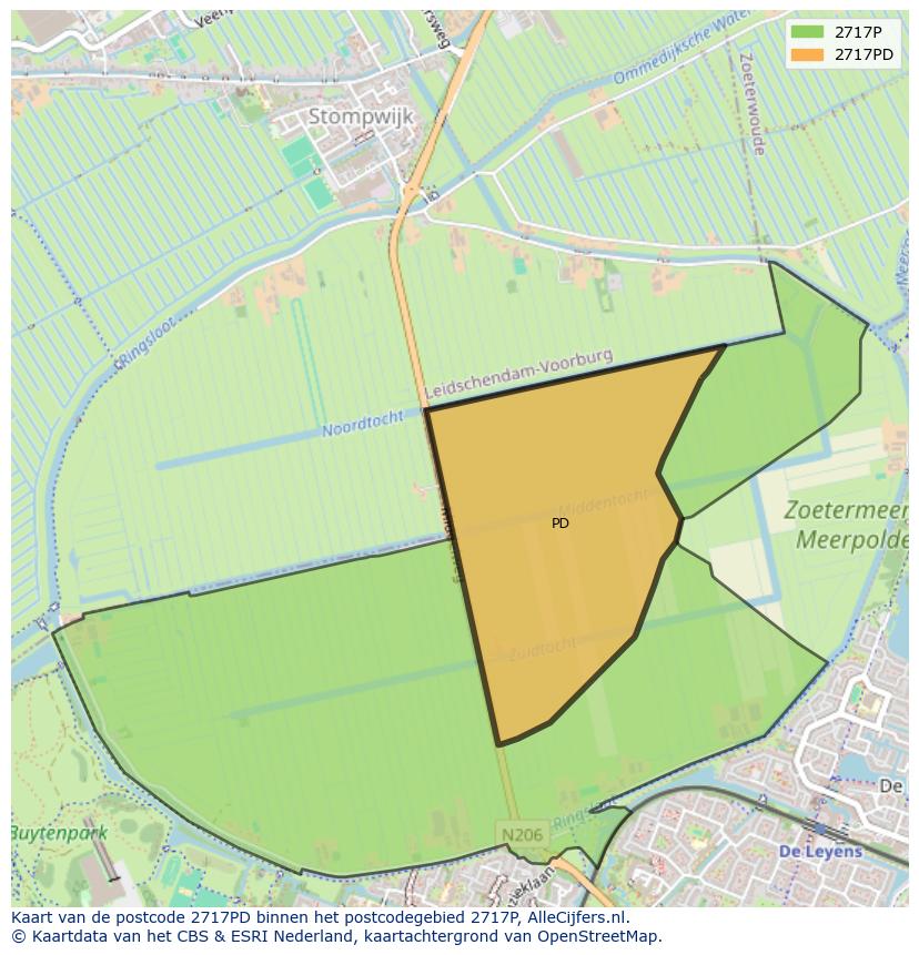 Afbeelding van het postcodegebied 2717 PD op de kaart.