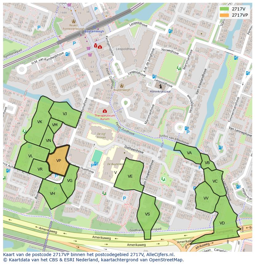 Afbeelding van het postcodegebied 2717 VP op de kaart.