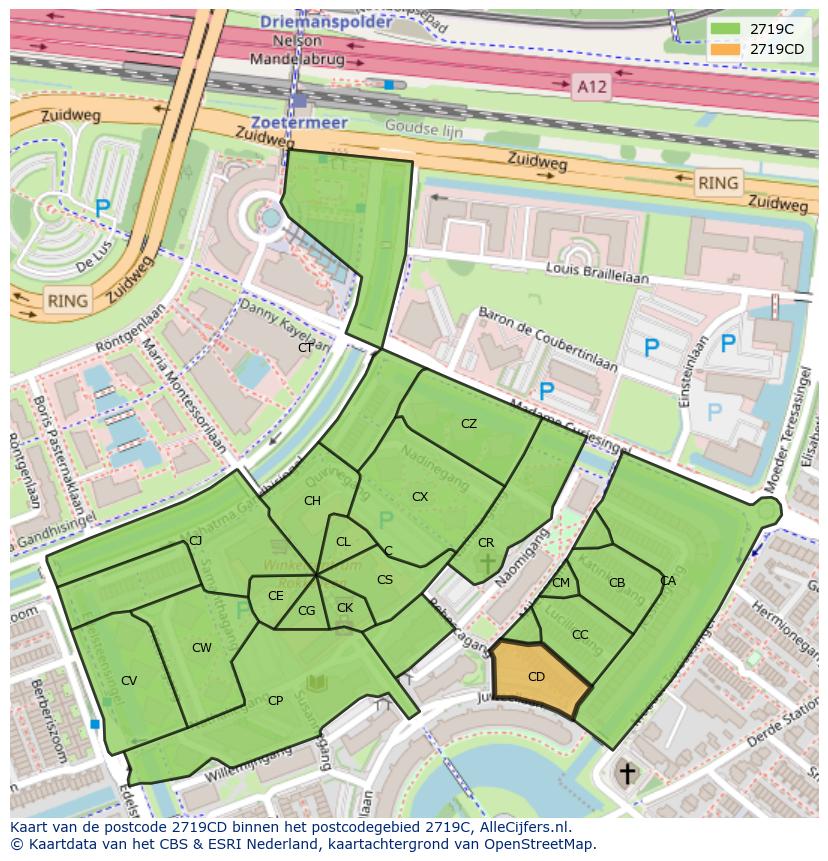 Afbeelding van het postcodegebied 2719 CD op de kaart.
