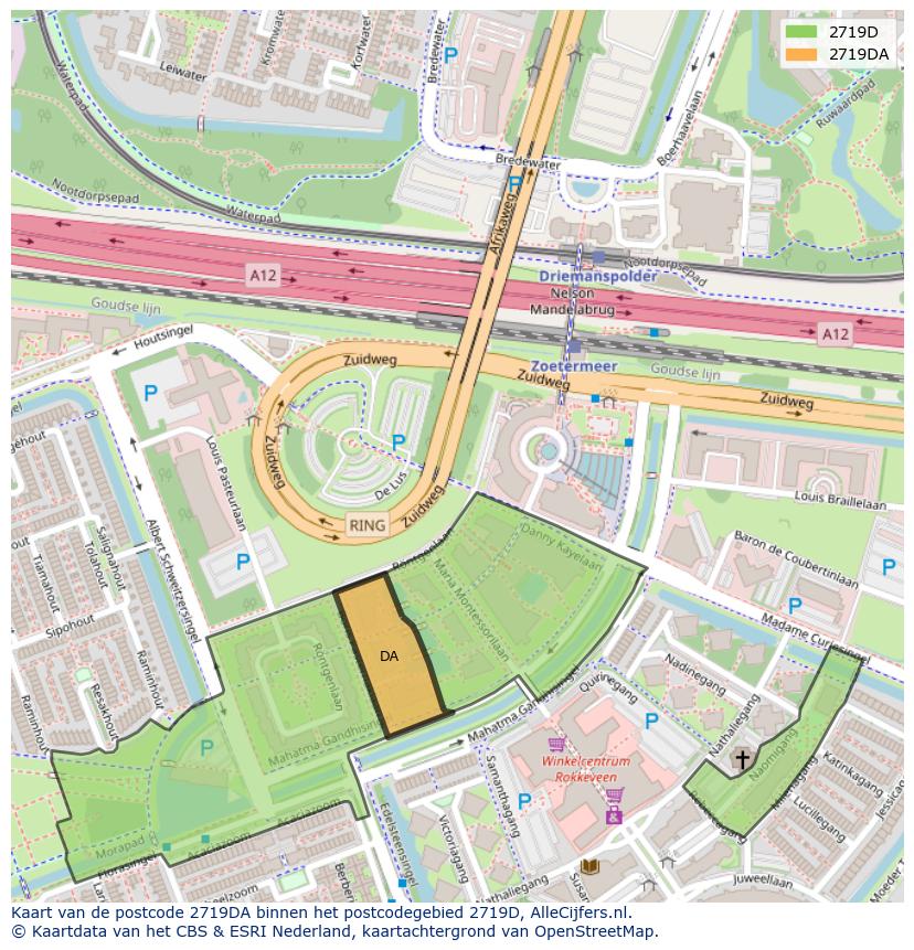 Afbeelding van het postcodegebied 2719 DA op de kaart.