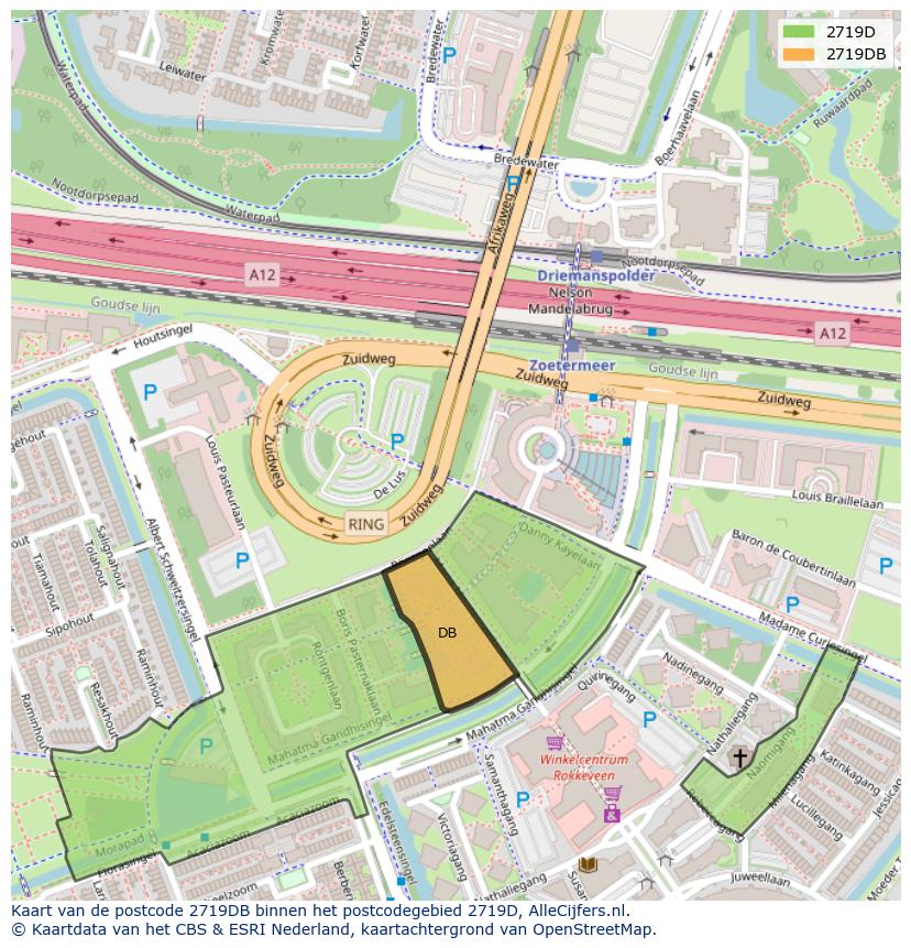 Afbeelding van het postcodegebied 2719 DB op de kaart.