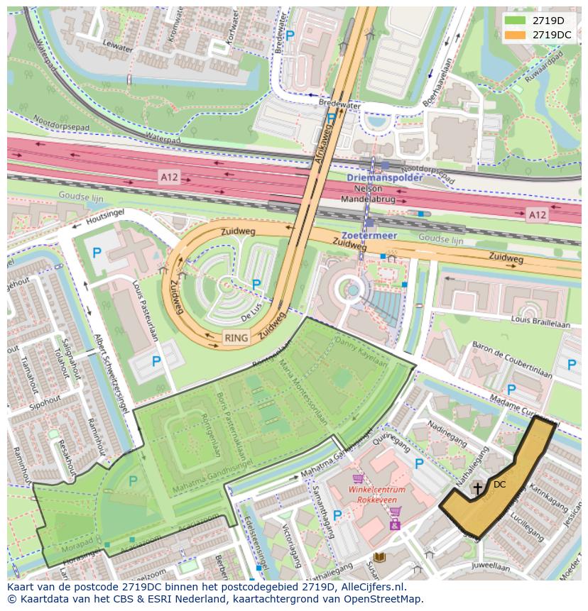 Afbeelding van het postcodegebied 2719 DC op de kaart.