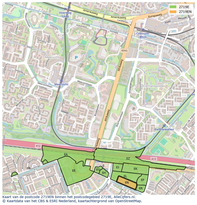 Afbeelding van het postcodegebied 2719 EN op de kaart.