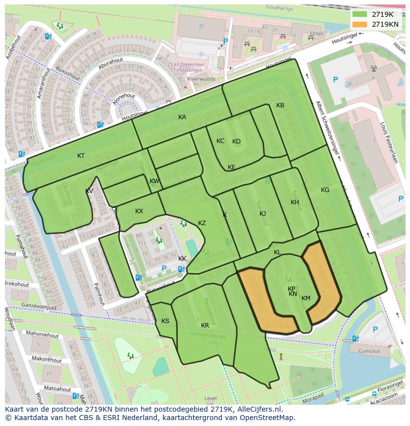Afbeelding van het postcodegebied 2719 KN op de kaart.