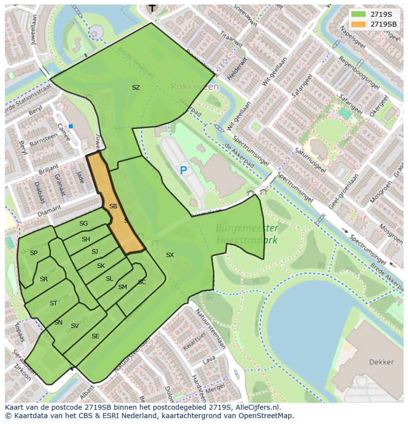 Afbeelding van het postcodegebied 2719 SB op de kaart.
