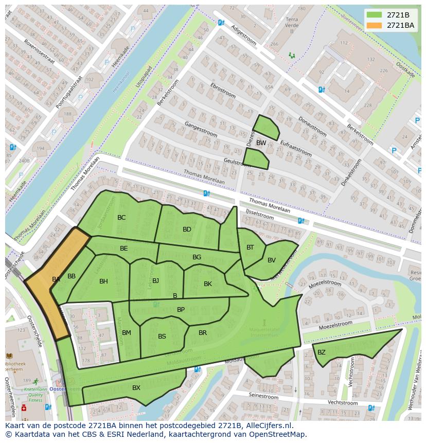 Afbeelding van het postcodegebied 2721 BA op de kaart.