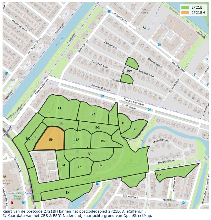 Afbeelding van het postcodegebied 2721 BH op de kaart.