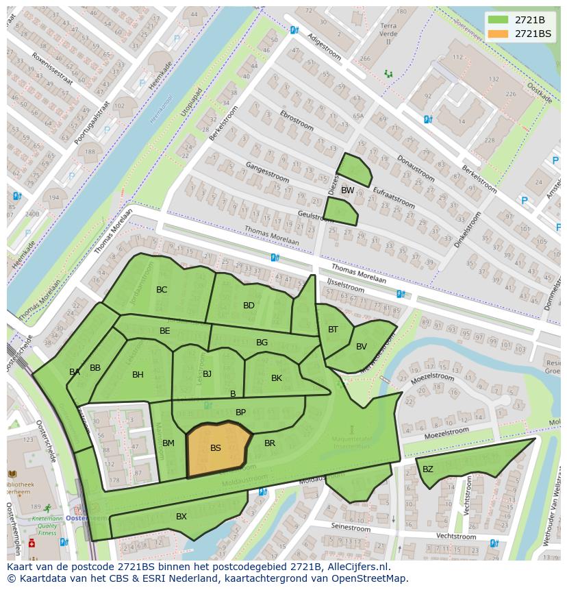 Afbeelding van het postcodegebied 2721 BS op de kaart.