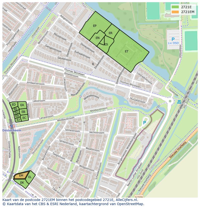 Afbeelding van het postcodegebied 2721 EM op de kaart.