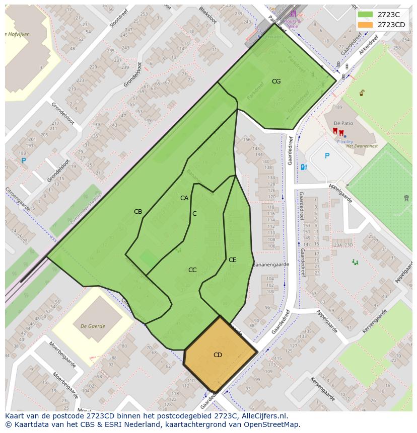 Afbeelding van het postcodegebied 2723 CD op de kaart.