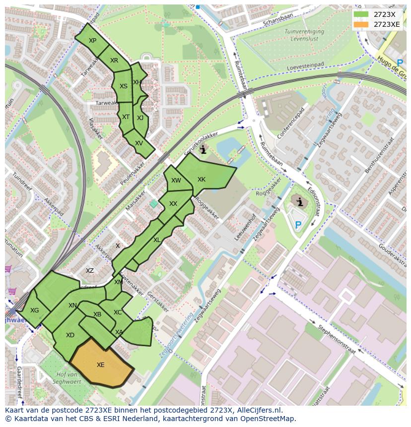 Afbeelding van het postcodegebied 2723 XE op de kaart.