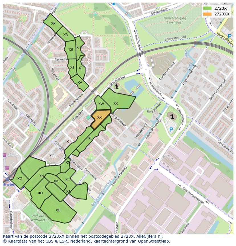 Afbeelding van het postcodegebied 2723 XX op de kaart.