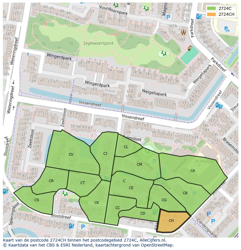 Afbeelding van het postcodegebied 2724 CH op de kaart.
