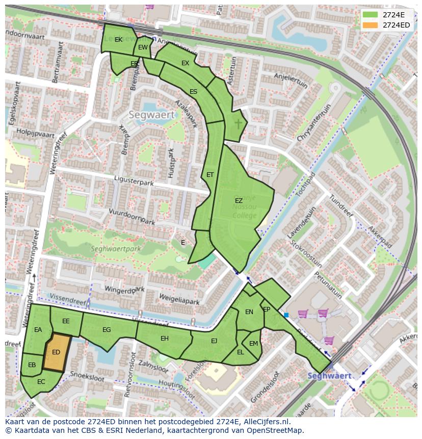 Afbeelding van het postcodegebied 2724 ED op de kaart.