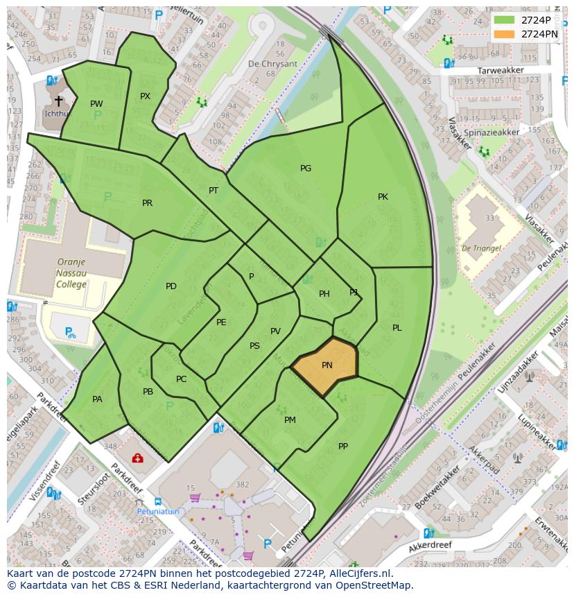 Afbeelding van het postcodegebied 2724 PN op de kaart.