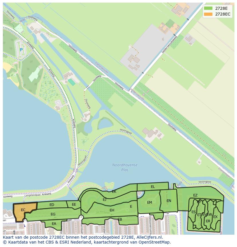 Afbeelding van het postcodegebied 2728 EC op de kaart.