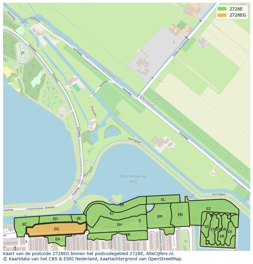 Afbeelding van het postcodegebied 2728 EG op de kaart.