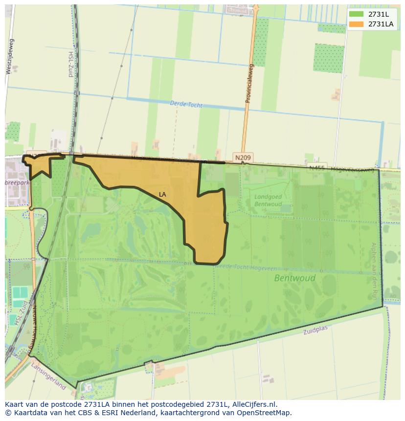 Afbeelding van het postcodegebied 2731 LA op de kaart.