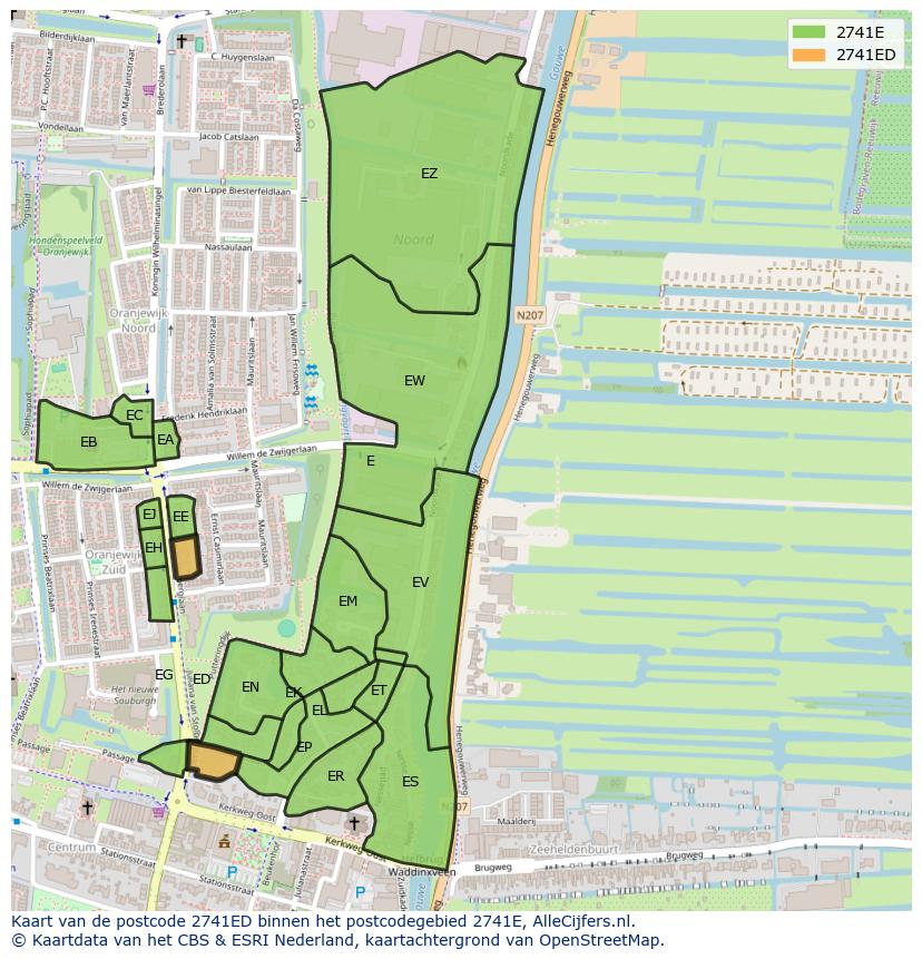 Afbeelding van het postcodegebied 2741 ED op de kaart.