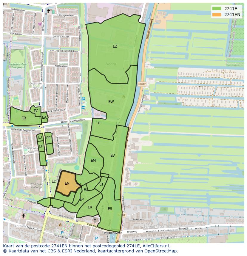 Afbeelding van het postcodegebied 2741 EN op de kaart.