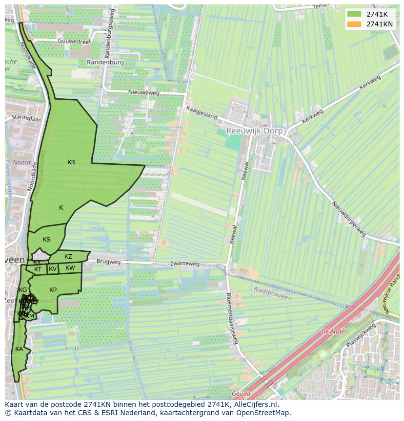 Afbeelding van het postcodegebied 2741 KN op de kaart.