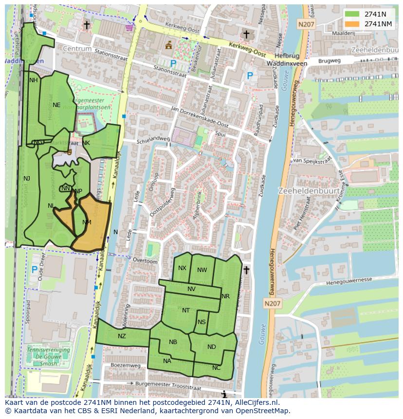 Afbeelding van het postcodegebied 2741 NM op de kaart.