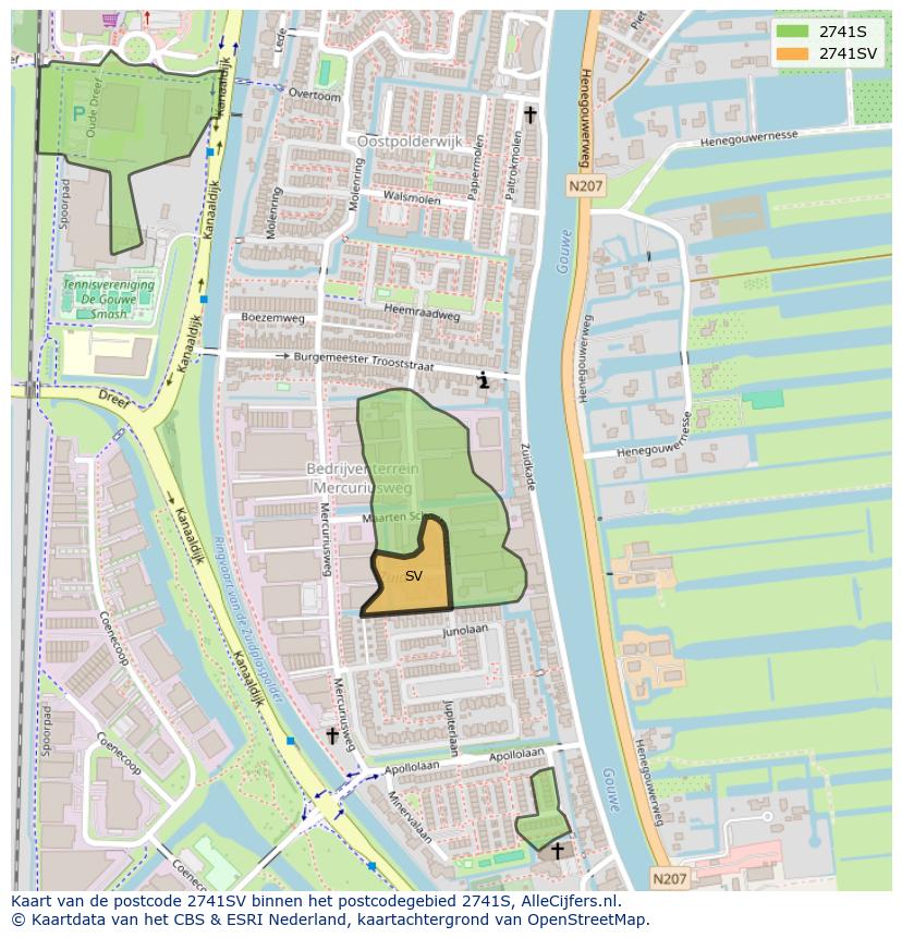 Afbeelding van het postcodegebied 2741 SV op de kaart.
