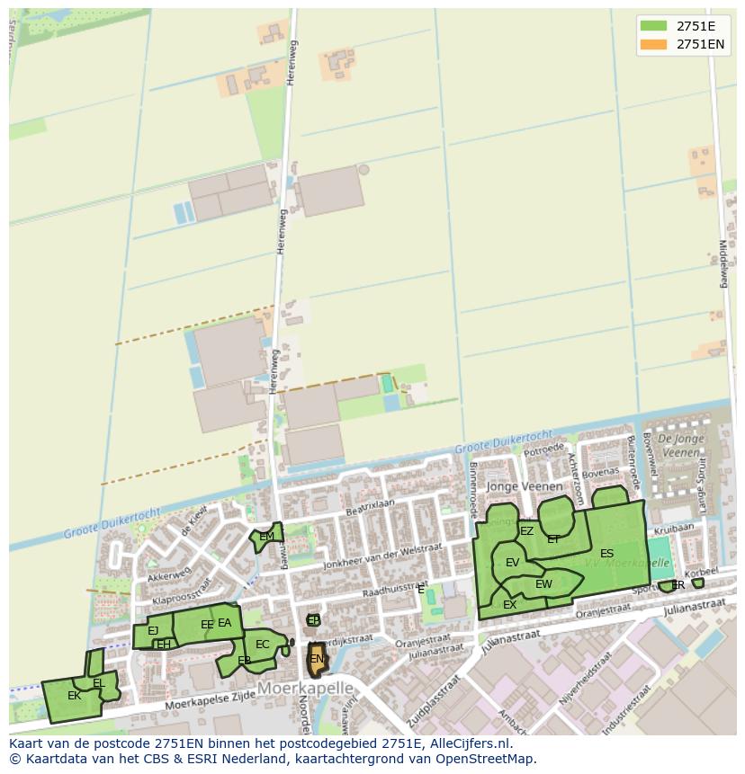Afbeelding van het postcodegebied 2751 EN op de kaart.